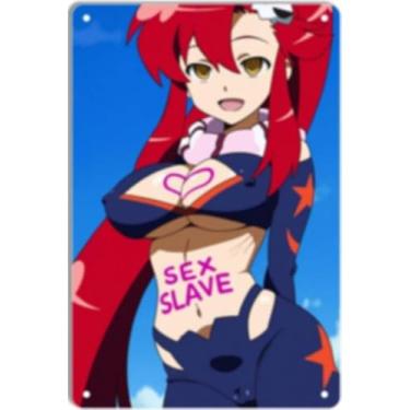 Imagem de DKLOWK Pôster de metal fofo anime menina sexy biquíni mangá placa de decoração de parede para casa bar clube quarto banheiro homem caverna Otaku 30 x 40 cm