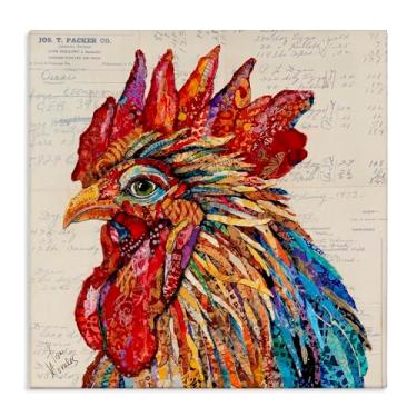 Imagem de Stupell Industries Design de arte de parede em tela de galo com padrão arrojado por Lisa Morales, 61 x 61 cm