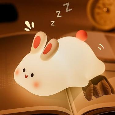 Imagem de Luminária de Coelho LED de Mesa para Quarto Infantil, Cozinha, Sala, Banheiro – Luz de Toque, 3 Níveis de Brilho USB