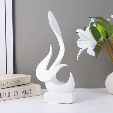 Imagem de Bocnity Estátua de chama moderna decoração estátua de chama com bola de vidro resina estatuetas de arte abstrata peça central para sala de estar em casa suporte mesa de centro decoração de escritório