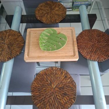 Imagem de Kit 4 Lugares Americanos Madeira Marrom Redondo Porta Pratos