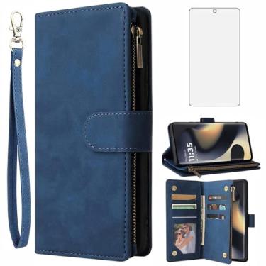 Imagem de Asuwish Compatível com Motorola Edge 5G 2024 capa carteira protetora de tela de vidro temperado e capa flip de couro, suporte para cartão, acessórios de celular, capas de telefone robustas para Moto