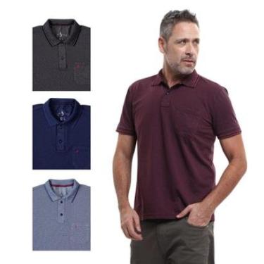 Imagem de Kit 4 Camisa Polo Masculina Pique Premium com Bolso Casual-Masculino