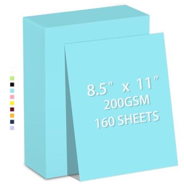 Imagem de 160 folhas de papel-cartolina 200 g/m², peso pesado, 200 g/m², impressão de papel, artesanato, convites | Papel de cartolina para impressora suave | Papel de construção a granel, faça você mesmo e uso