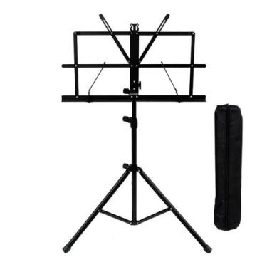 Imagem de Estante partitura dobravel preta pedestal de ferro com bag - Music Exp