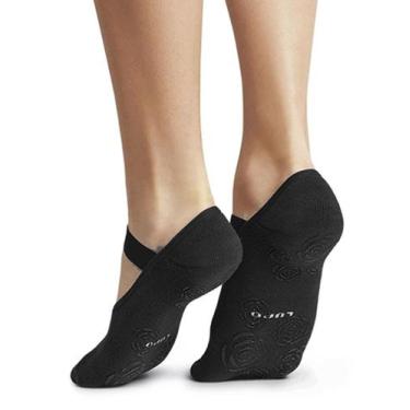 Imagem de Meia Lupo De Pilates Antiderrapante Soquete Sapatilha Feminina Preta, 