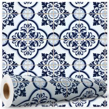 Imagem de Papel De Parede Para Cozinha Azulejo Autoadesivo Português 10mx47cm - 