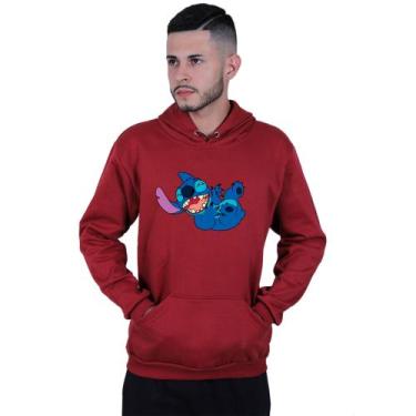 Imagem de Moletom Unissex Canguru Lilo Stitch Sapeca - Lafre, Vermelho escuro, M