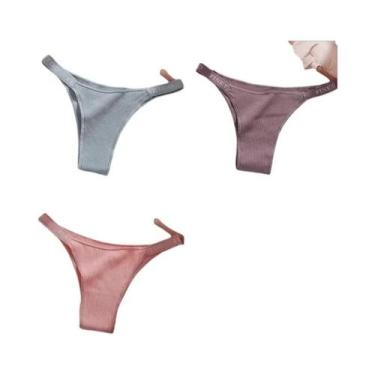Imagem de Conjunto De 3 Calcinhas Femininas De Algodão, Tanga Sexy, Lingerie Ínt