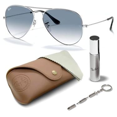 Imagem de Ray-Ban RB3025 Óculos de sol clássico gradiente em forma de aviador com kit de óculos - almofadas de nariz ajustáveis - Óculos de sol retrô formais e casuais ideais, Prata (003/3f | 58 mm), 58 mm
