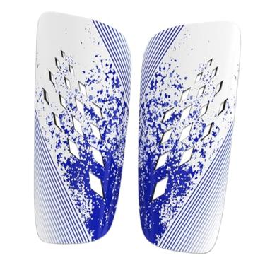 Imagem de IEUDNS 2 peças caneleiras de futebol caneleiras equipamentos de futebol protetores proteção de perna treinamento para acessórios de hóquei no gelo, Azul