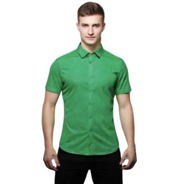 Imagem de Camisa Social Microleve Manga Curta Não Amassa Uniforme - C&C, Verde b