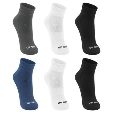 Imagem de Kit 6 Pares Meias Up Dry Esportiva Cano Médio Anti Bolha Corrida Camin