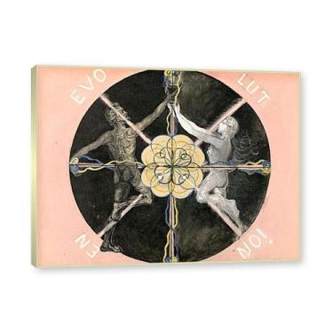 Imagem de NHLDZYH Moldura de champanhe. Pôster Hilma Af Klint, (Evolução, nº 03), reproduções de pinturas famosas, imagem de arte abstrata para sala de estar quarto decoração de casa. 60 x 80 cm - 23,7 x 31,5