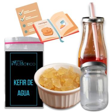 Imagem de Kit Kefir de Água Vivo com Frasco de Vidro 250ml + Tampa Voal Cortesia!