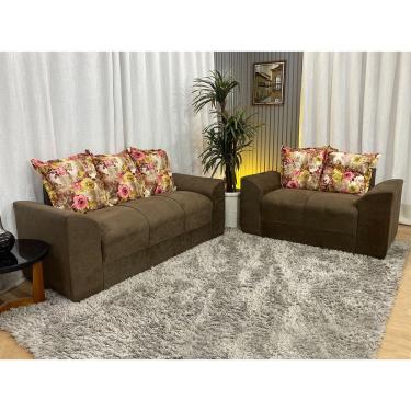 Imagem de Sofá 2 e 3 Lugares Marrom com Floral 603/66 Porto