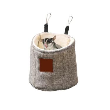 Imagem de FiboPawer Bolsa de dormir Sugar Glider, bolsa suspensa para gaiola, acessórios de gaiola quente e brinquedos para planadores de açúcar, porquinhos-da-índia, furões, hamsters, cama suspensa para