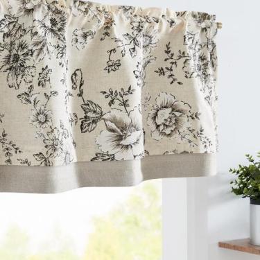 Imagem de Cortina Valance jinchan Linen Black Floral 40x40cm Cozinha