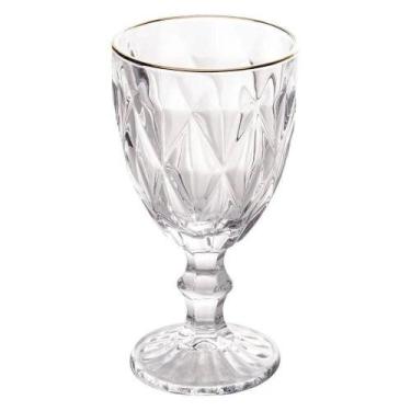 Imagem de Taça De Água Com Filete Dourado Diamond Lyor 325ml - Vidro
