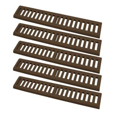 Imagem de Kit 5 Ralo Grelha Linear Caixilho Alumínio Marrom 10x50cm - GDA Indust
