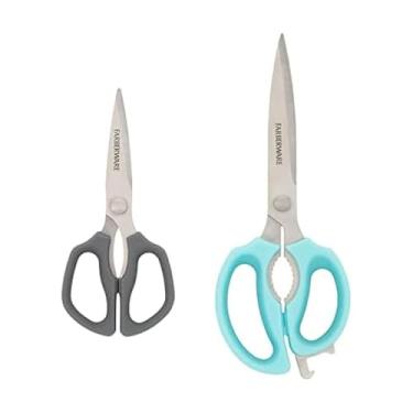 Imagem de Farberware Tesouras de cozinha Comfort Grip, pacote com 2, Aqua e Cinza