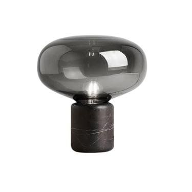 Imagem de Abajur de cabeceira Luminária de mesa mármore, vidro, estudo, quarto, cabeceira, decoração(Gray,Pequeno)