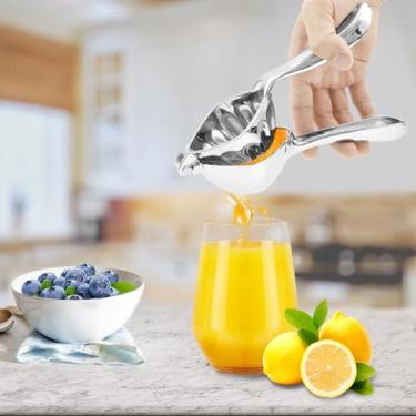 Imagem de Espremedor de limão de aço inoxidável prensado portátil espremedor de limão cítrico manual espremedor de frutas compacto para cozinha, bar, restaurante (prata 01)
