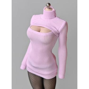 Imagem de ATSTORYTIDE 1/6 Ratio of Women's Clothing，High Neck Dress, Sexy Revealing Skirt, Long Sleeved top (Pink)