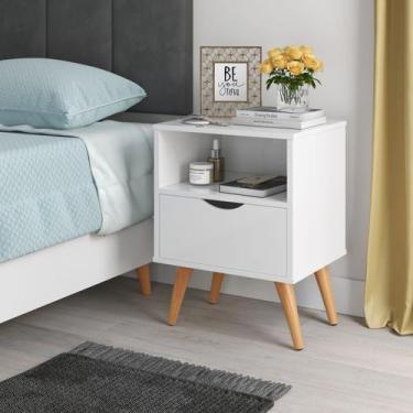 Imagem de Mesa De Cabeceira Estilo Retrô Pés Em Madeira Maciça Grécia -Jc Martin