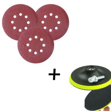 Imagem de Kit Base Disco De Lixa com 10 Disco de Lixa Ferro 150mm Grão 80