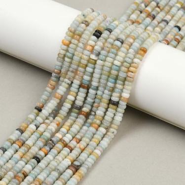 Imagem de Ipotkitt 10 fios 4 mm flor natural amazonita contas rondelle fios barril tambor espaçador contas para artesanato faça você mesmo, joias, pulseira, colar, brincos, chaveiros, decoração de casa