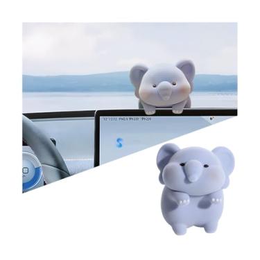 Imagem de LKAHG Enfeite de espelho retrovisor de carro fofo animal peludo, estatuetas engraçadas de elefante bebê decoração de painel central de veículo, pingente de decoração de interiores automotivo