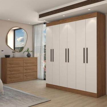 Imagem de Guarda-Roupa Casal Europa 6 Portas 2 Gavetas com Cômoda 6 Gavetas 100%