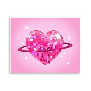 Imagem de Stupell Industries Arte de placa de parede com anéis de planeta coração disco, design por Stephanie Sanchez, 28 x 35 cm