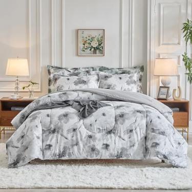 Imagem de Shxime Conjunto de edredom de 3 peças, Queen Size estampado com 2 fronhas, design macio e reversível para uso em todas as estações, lavável na máquina, decoração de casa