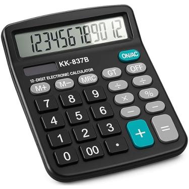 Imagem de Calculadora Grande 12 Dígitos de Mesa Preta Premium