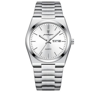 Imagem de Relógio Poedagar Masculino Quartzo Prata Aço Inoxidável Luxo - PENDULA