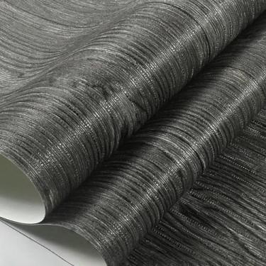 Imagem de ESSMOKO Papel de parede textura 3D moderno chinês grão de madeira engenharia papel de parede PVC material impermeável sala de estar loja de roupas hotel restaurante adesivo decorativo grama cinza 53