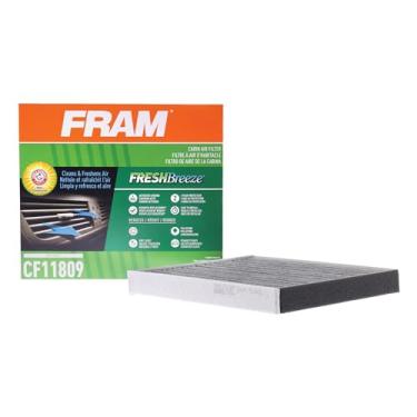 Imagem de FRAM Substituição de filtro de ar para cabine Fresh Breeze para compartimento de passageiros de carro com braço e martelo CF11809 para Cadillac, Chevrolet, veículos GMC, branco