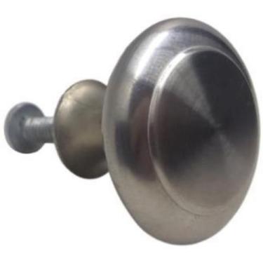 Imagem de 05 Puxador Decorativa Para Moveis Botão Inox Escovado 27Mm - Renna