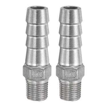 Imagem de HARFINGTON 2 peças de mangueira de aço inoxidável acessórios de farpa 0,4" (10 mm) farpado x g 1/20.3 cm encaixe de tubo macho mangueira de ar acessórios de farpa acoplador adaptador de conector de