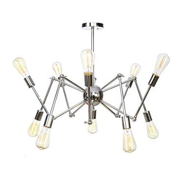 Imagem de Lustre de vento industrial estilo vintage, luzes E27, lustre Sputnik para piso inclinado, teto, quarto, sala de estar, sala de jantar, cozinha, iluminação cromada