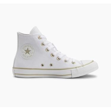 Imagem de Converse, TÊNIS FEMININO CONVERSE CT28330001 CHUCK TAYLOR ALL STAR MODERN TAILORED CANO ALTO Cor:Branco/Ouro Claro;Tamanho:35