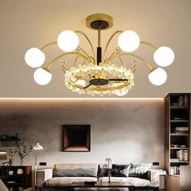 Imagem de Sala de estar Cristal Dimming Teto Luz Restaurante Quarto Iluminação Luzes Pendentes Estilo Norte da Europa Todo Bronze com Controle Remoto Cristal Lustre Luzes Pendentes
