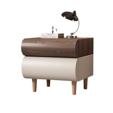 Imagem de Mesa de cabeceira de sofá toda de madeira maciça para casa moderna simples criativa canto arredondado armário de armazenamento de quarto mesa pequena (3)