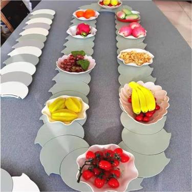 Imagem de Mesa de jantar giratória manual de 360°, mesa giratória giratória de festa, trem de jantar giratório para festas e catering, cinza ciano 1,4 m