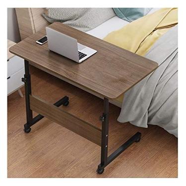 Imagem de Mesa lateral sobre a cama mesa lateral portátil para suporte de computador mesa para sala de estar quarto (cor: carvalho tamanho: 60 x 40 cm) (carvalho preto 80 x 40 cm)