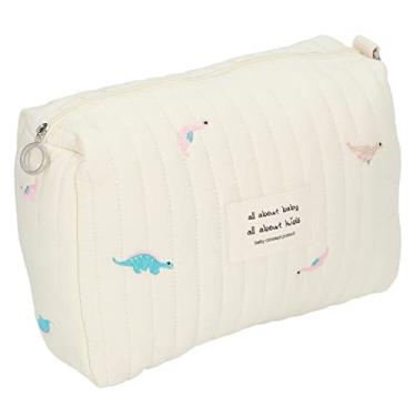 Imagem de SPYMINNPOO Bolsa de Fraldas Bordada Requintada, Organizador de Bolsa de Carrinho de Algodão de Grande Capacidade para Novos Pais (Dinossauro)