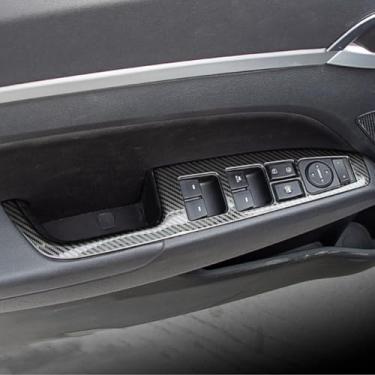 Imagem de AOKIO Compatível com Hyundai Elantra 2017 2018 2019 Capa de painel de interruptor de janela de porta (porta traseira estilo carbono sem botões de aquecimento do assento)