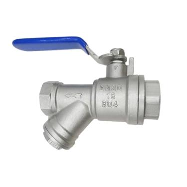 Imagem de 1/5.1 cm 3/10.2 cm 2.5 cm válvula de tubulação de água fêmea em linha Y filtro roscas filtro 304 filtro de aço inoxidável com alça (2.5 cm)